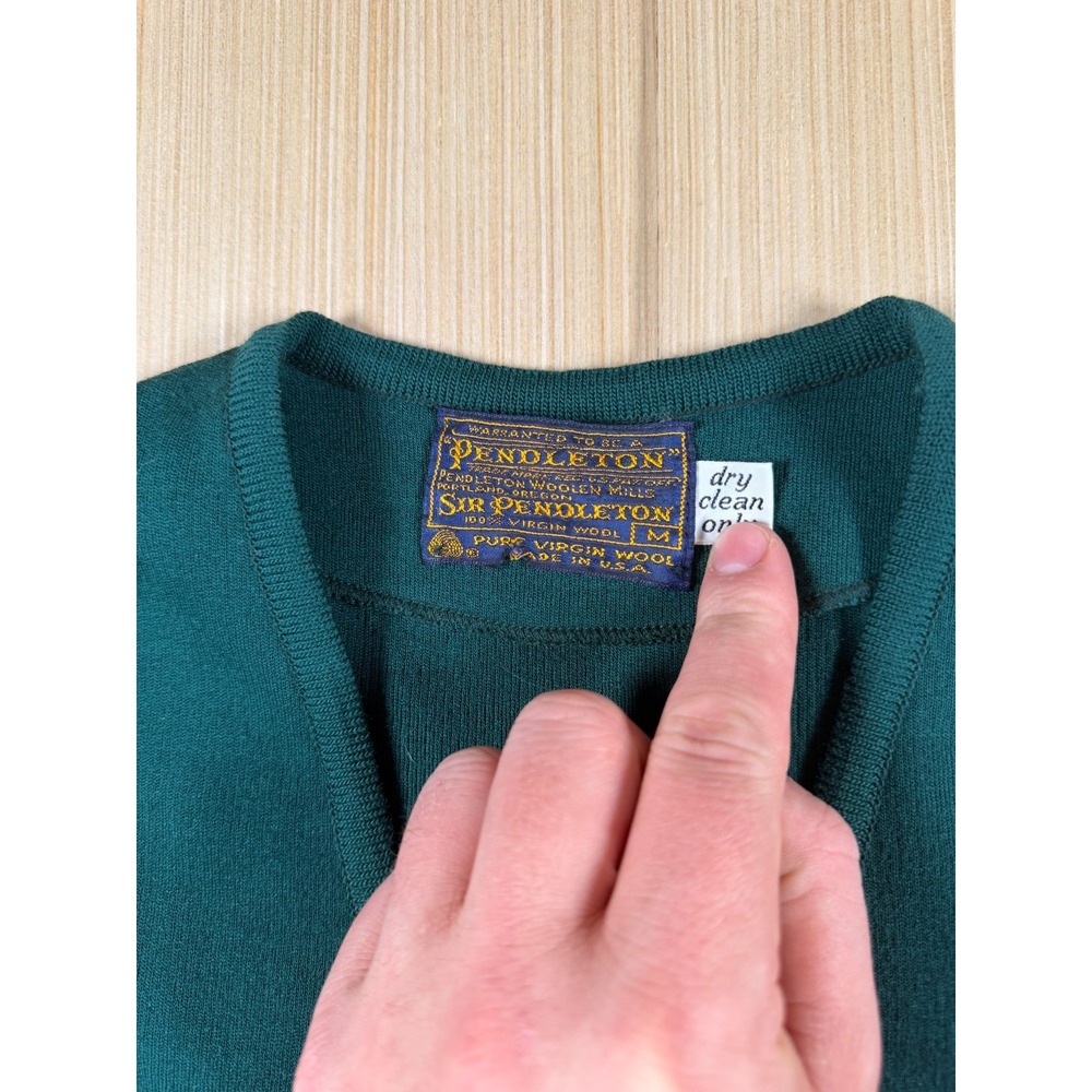 Vintage‎ Pendleton Cardigan Sweater Womens Medium Teal Virgin Wool Knit V Neck - Picture 5 of 7